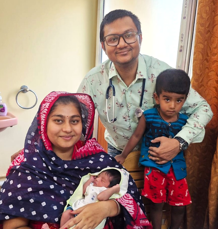 Consent-approved patient story and newborn care collage